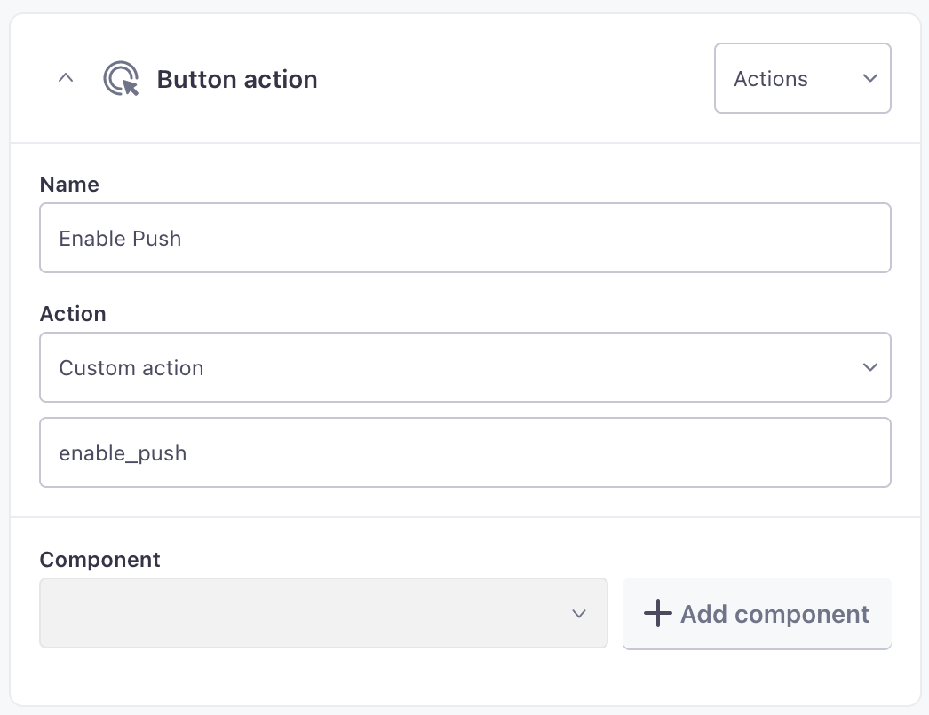 Set up a custom in-app action