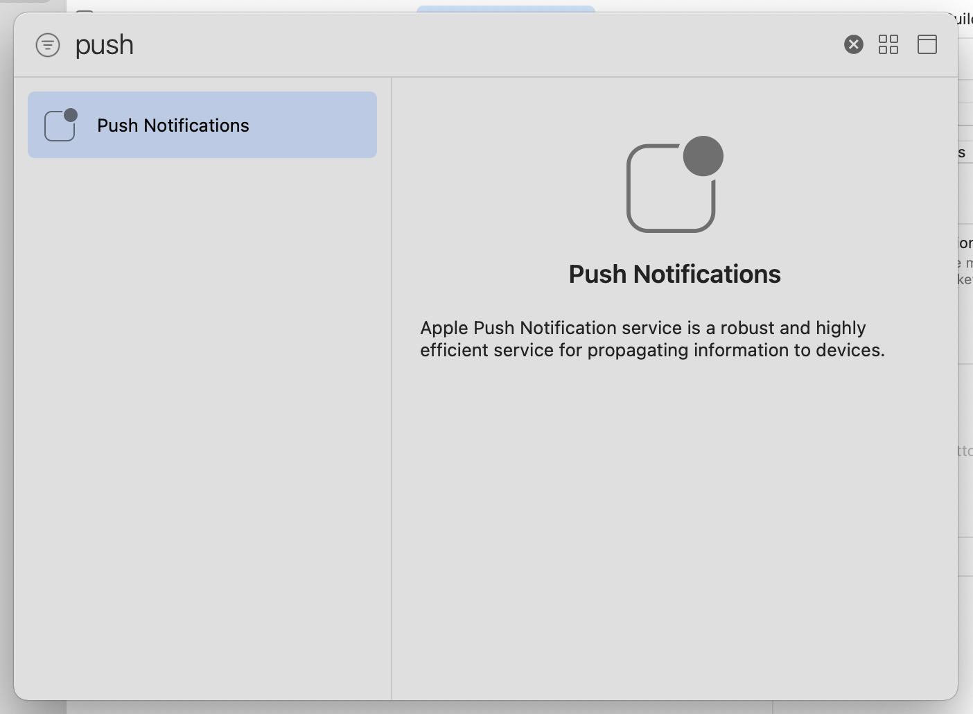 Select the push notification option