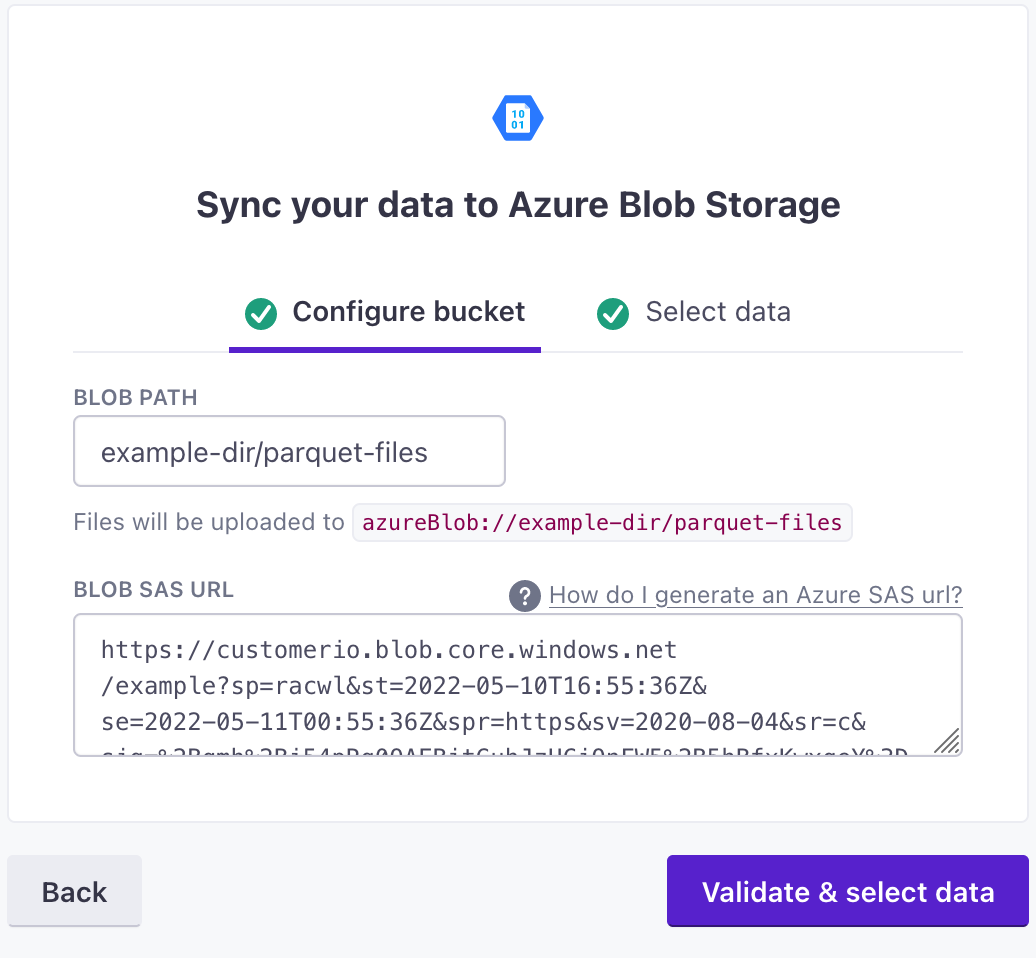 Export your data on regular intervals to Microsoft Azure Blob Storage