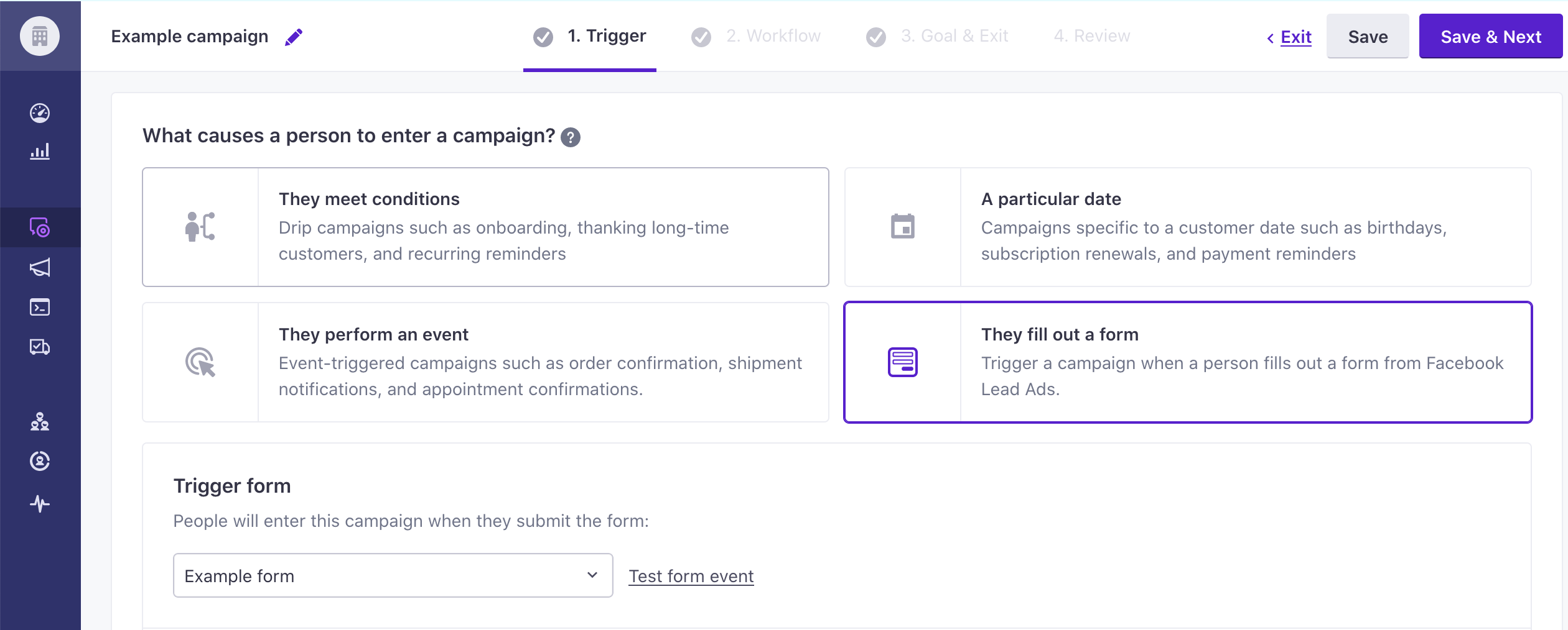 Trigger campaign from a lead ad form