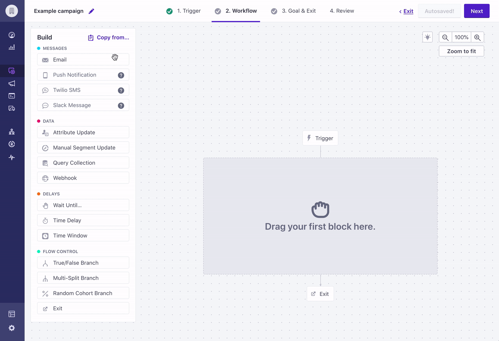 drag items into a workflow