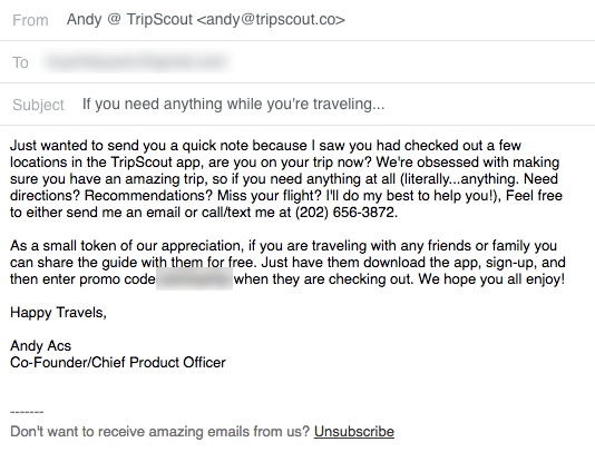 tripscout founder gives up his personal phone number
